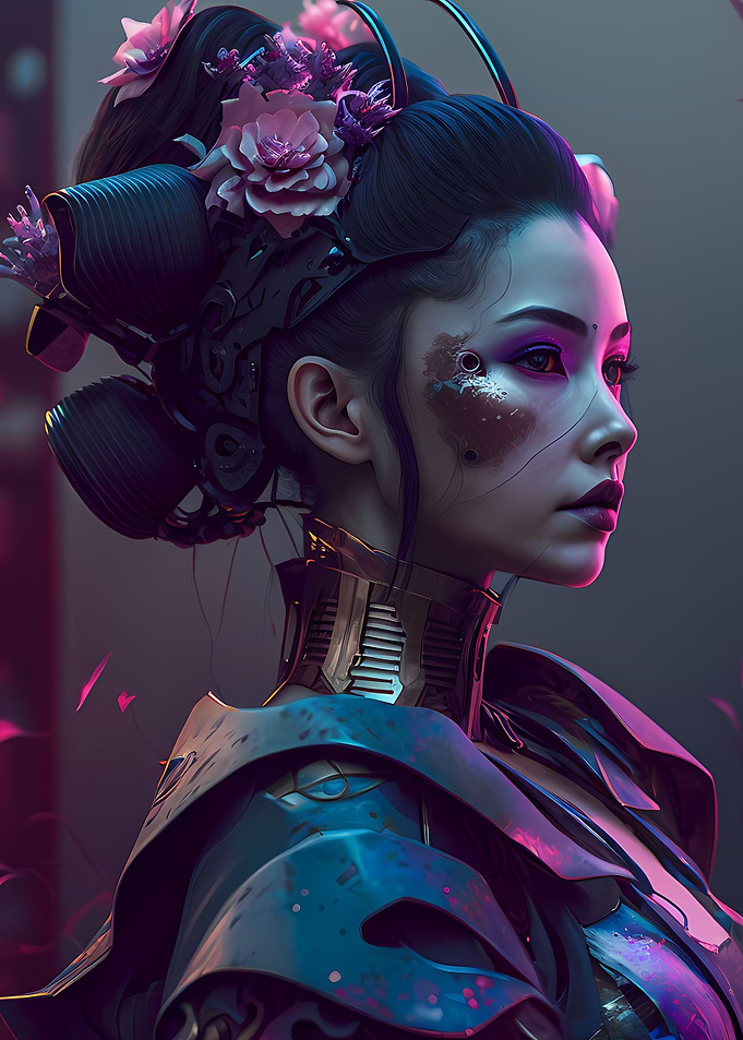 Geisha Cyberpunk Neon