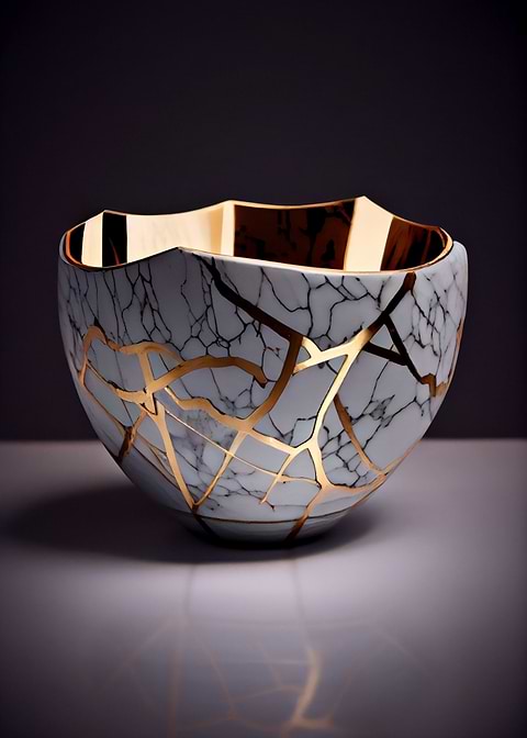 Kintsugi Marble Bowl — kitchen metal wall art