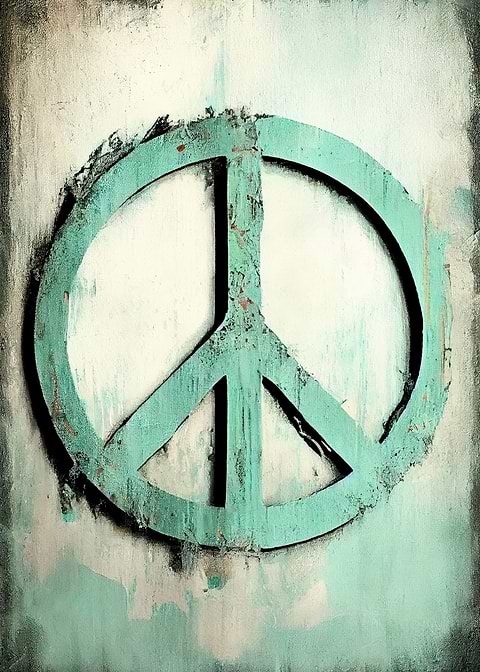 Vintage Peace Symbol — living room metal wall art
