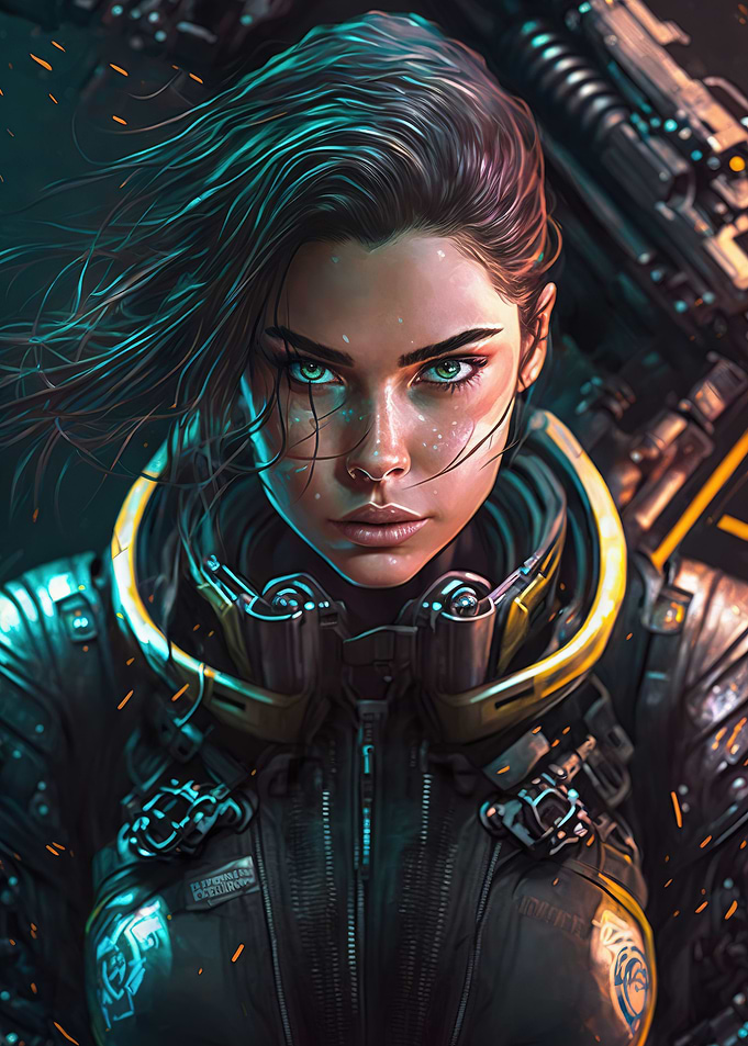 Cyberpunk Biker woman