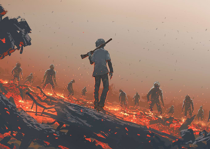 Fantasy war with zombies