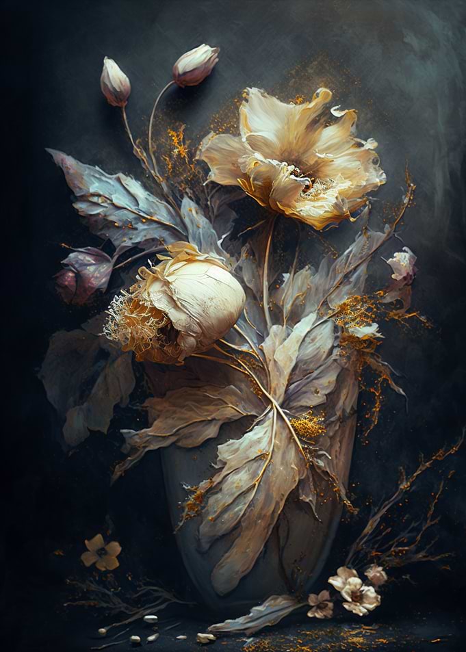 Vase full of dry flowers