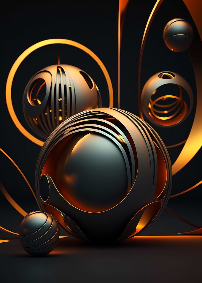 Abstract Three in Gold