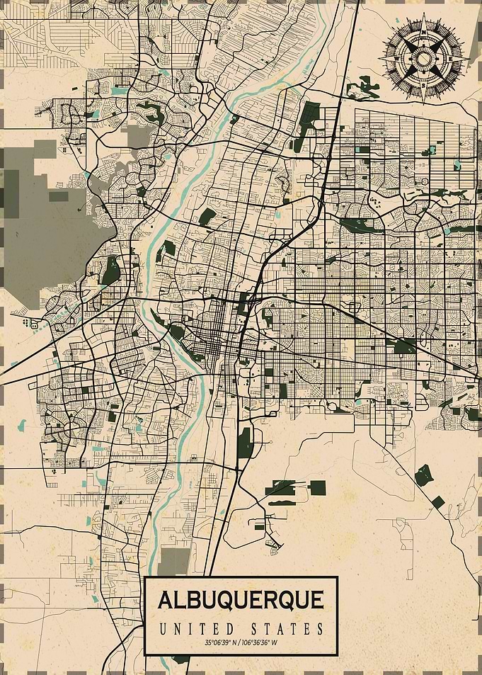 Albuquerque Map Vintage