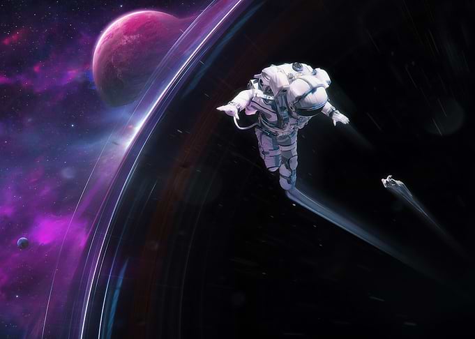 Sci Fi flying astronaut