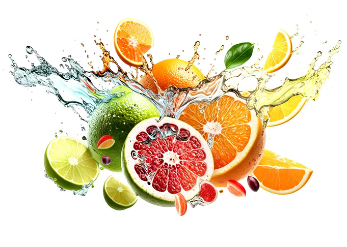Fruits splashing of juice