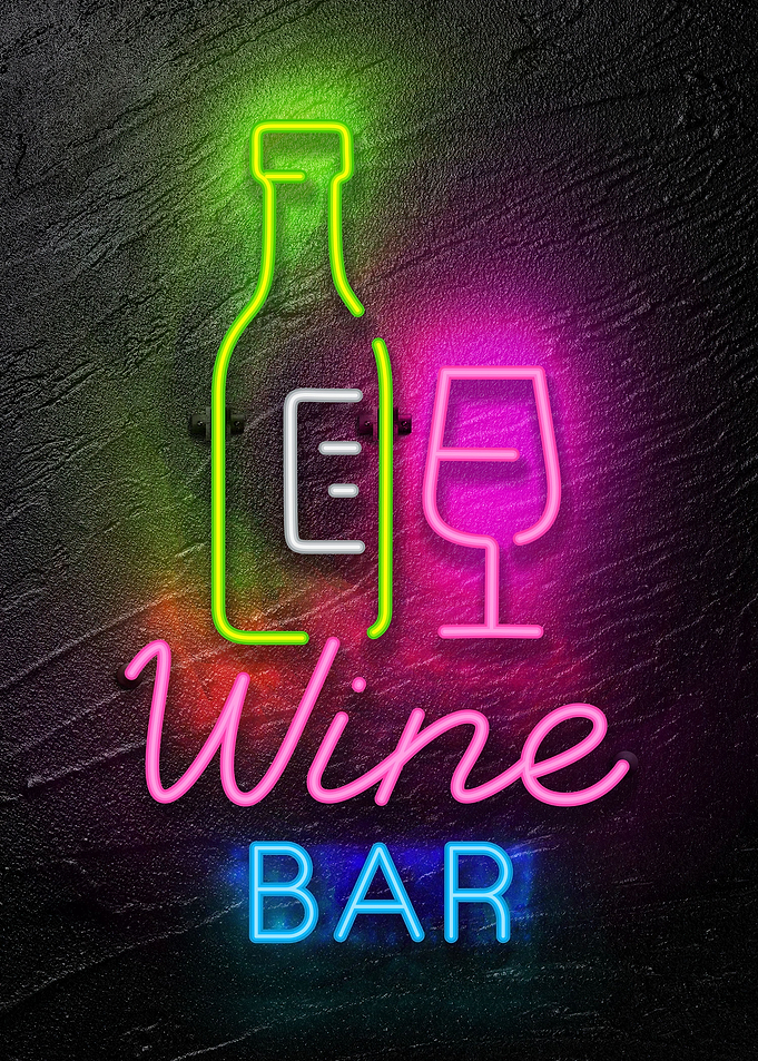Wine bar Neon food sign