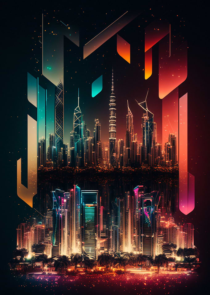 colorful skyline city