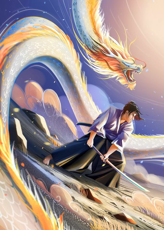 Samurai and dragon