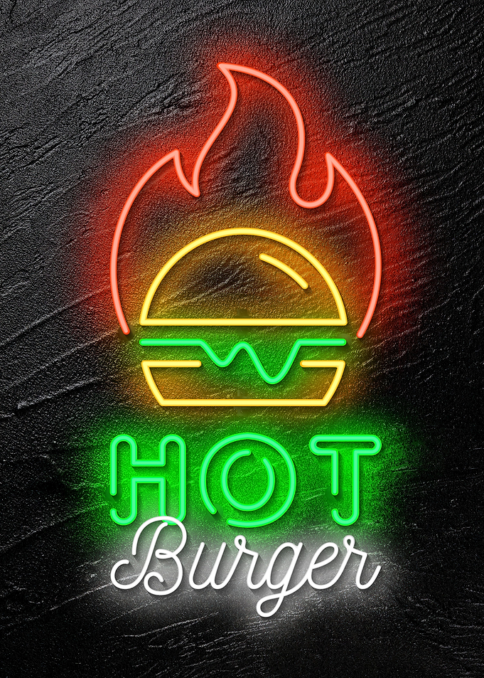 Hot burger Neon food sign