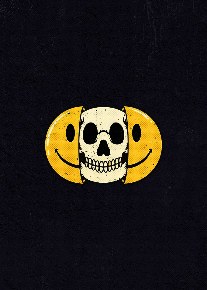 Skull happy Yellow face