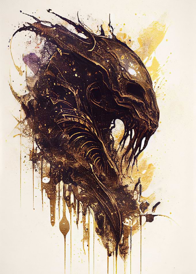 Alien coffee wash painting