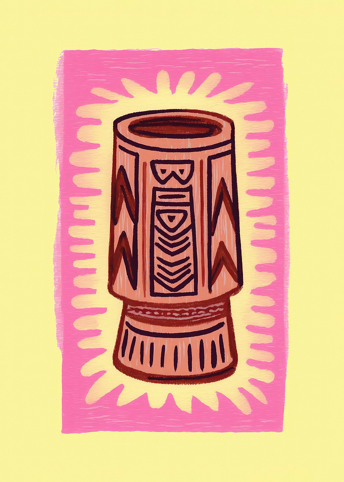 Yellow Pink Tiki Bar Mug