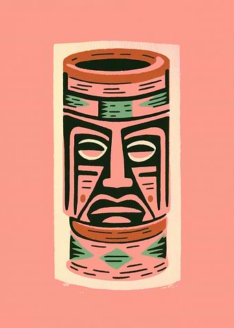Tiki Bar Pink Mug Poster