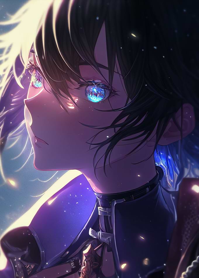 colorful eyes anime girl