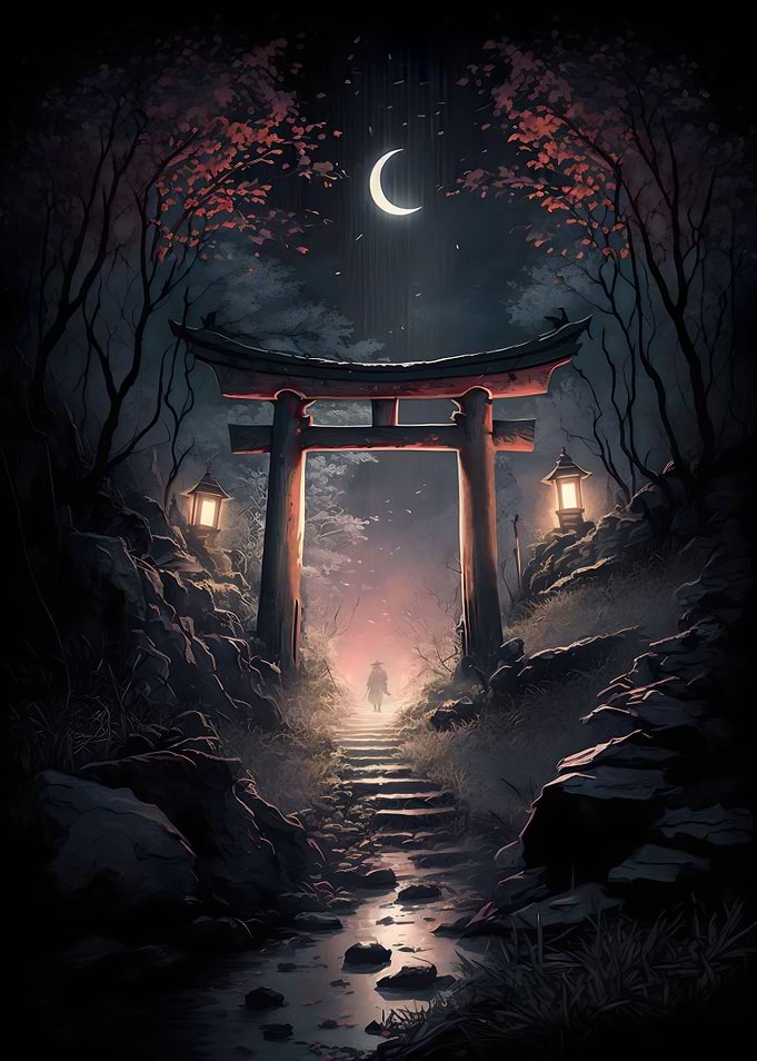 Samurai Walks Torii Path