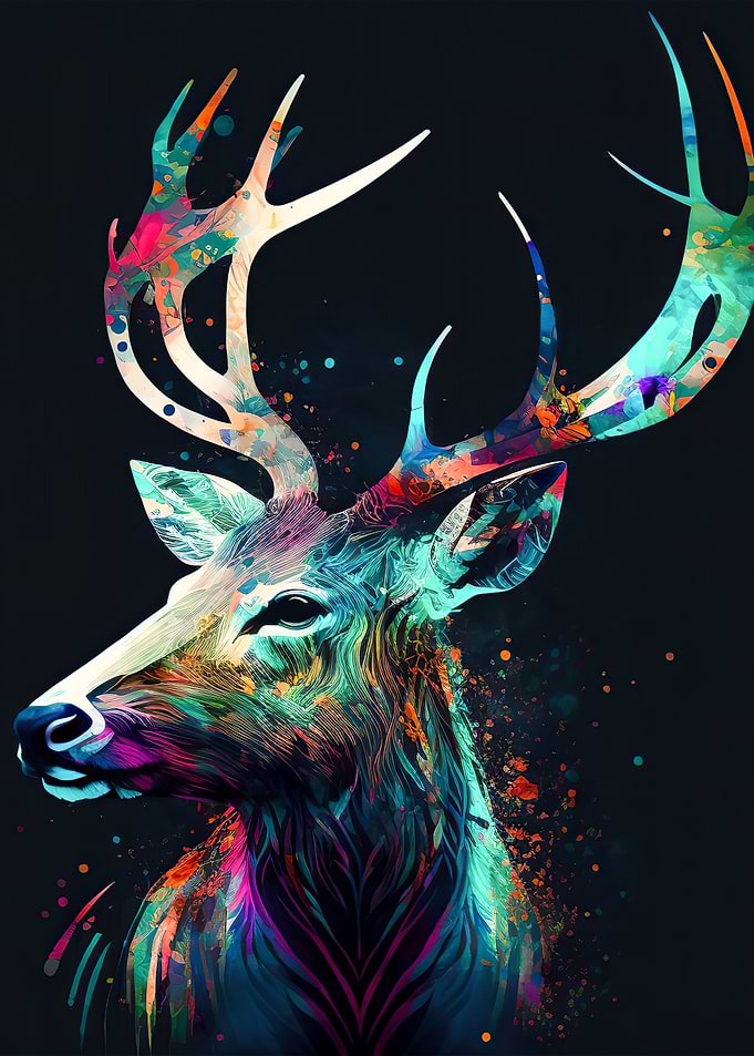 Deer head colorful