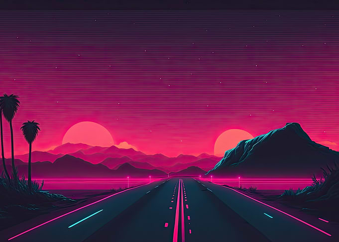 Road in mountains AI Art