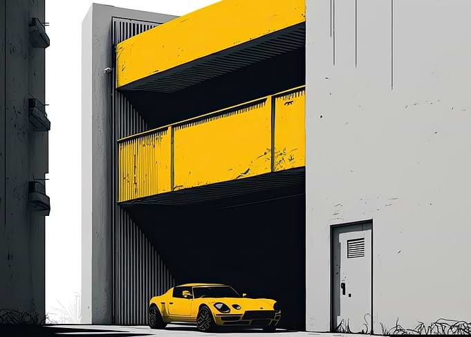 Yellow car AI Art