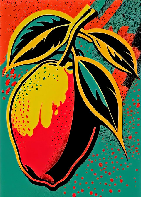 Mango Madness Pop Art — kitchen metal wall art