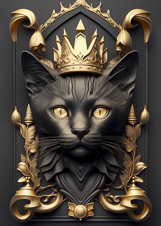 Cat Golden Art Deco