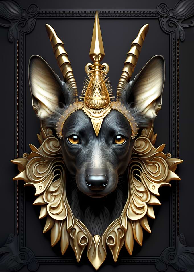 Queen Dog Golden Art Deco