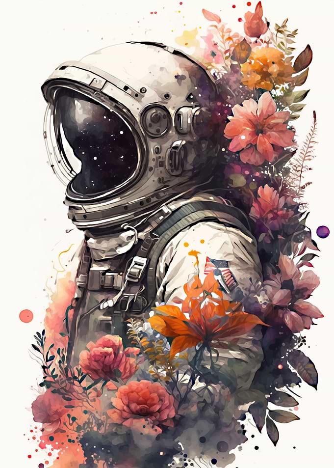 astronaut watercolor