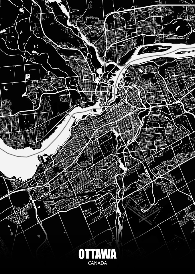 Ottawa Canada Dark Map