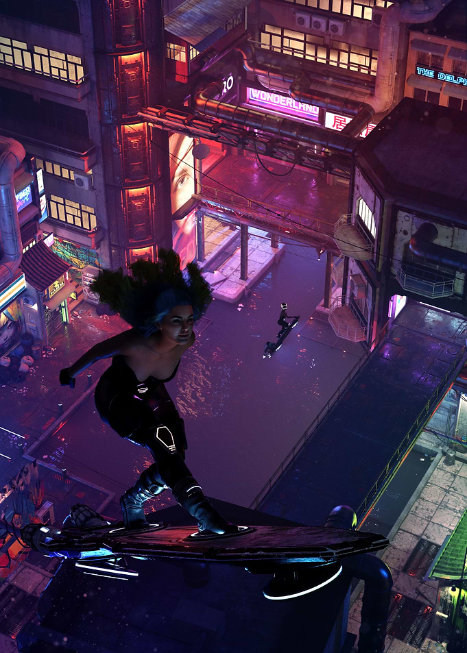 Neon Night City Surf