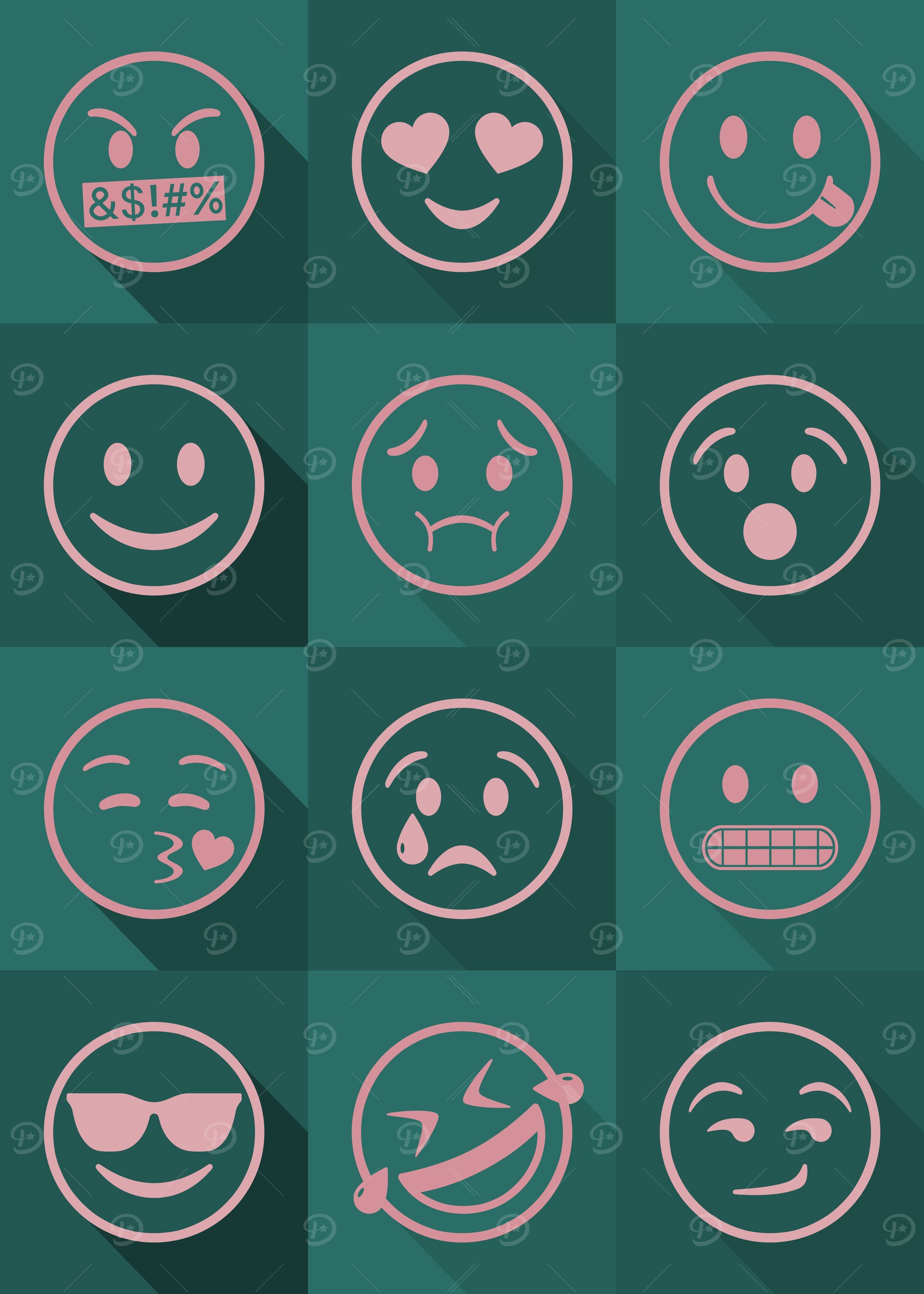 Emoji Expressions Teal