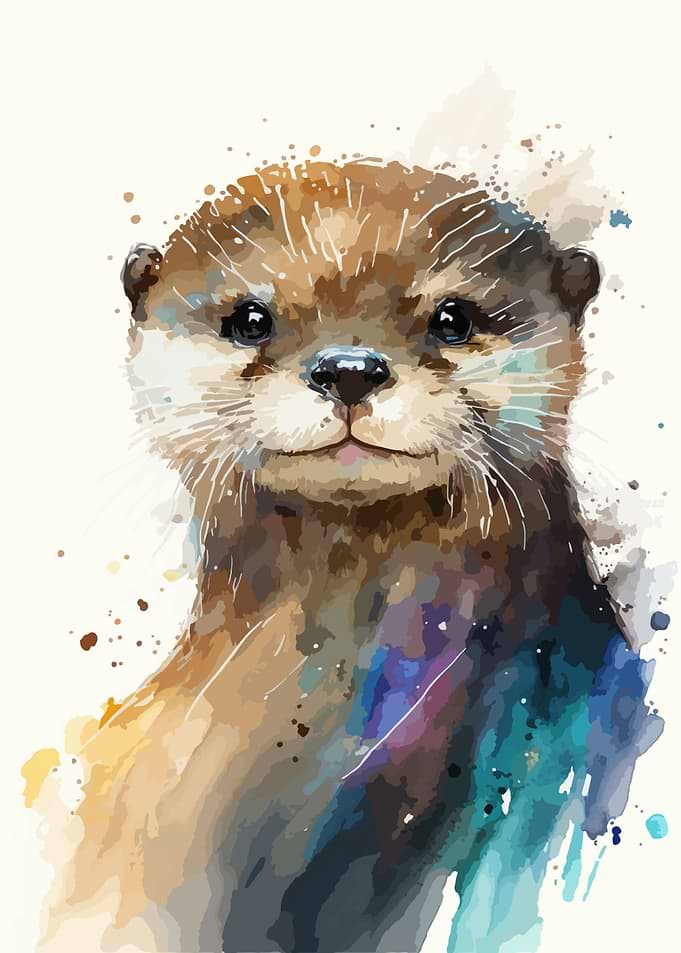 Sea Otter Watercolor Art