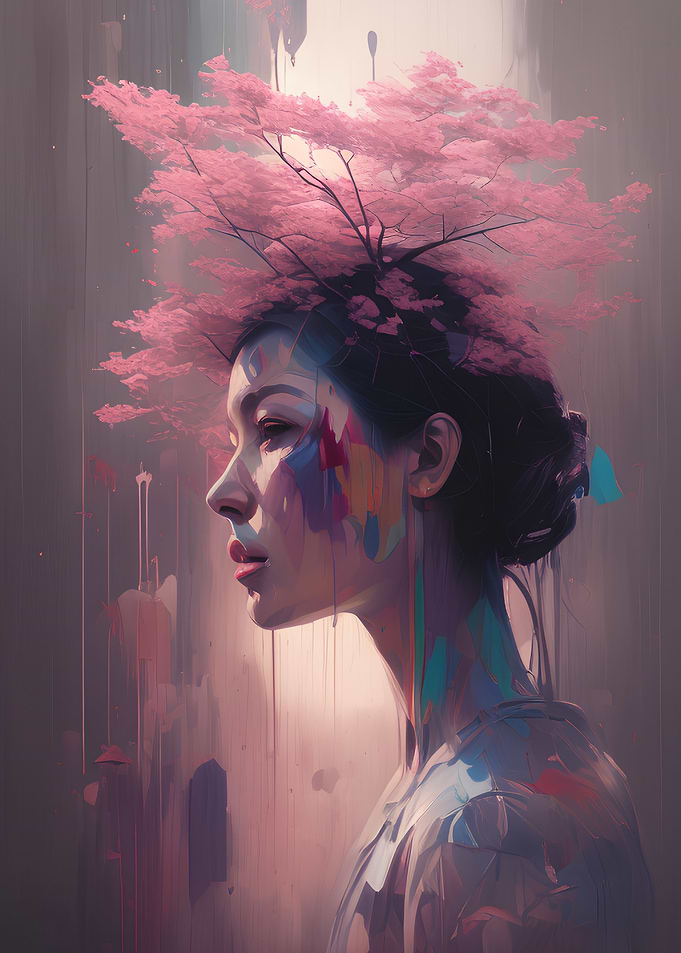 Girl Sakura Tree
