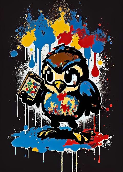 Pixel Owl — kids room metal wall art
