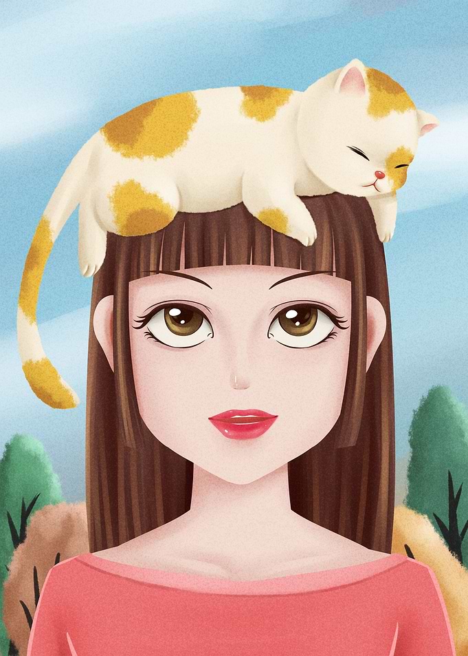 Anime Girl Cat