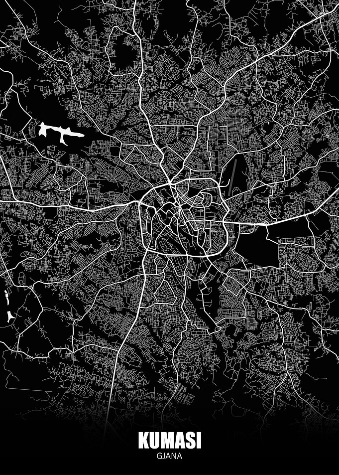 Kumasi Ghana Dark Map