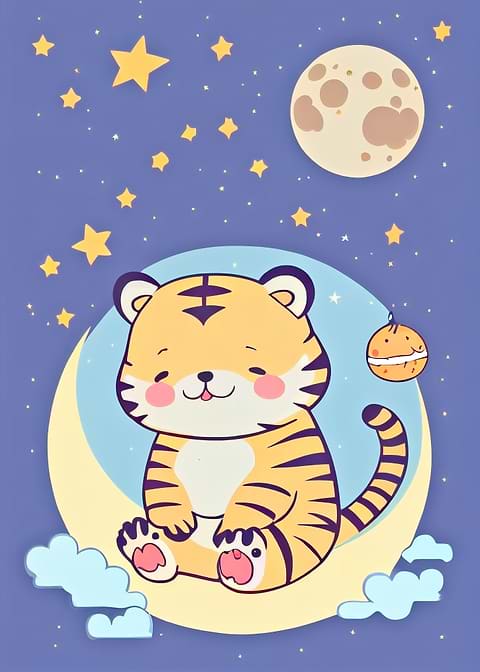 Lunar Tiger — kids room metal wall art