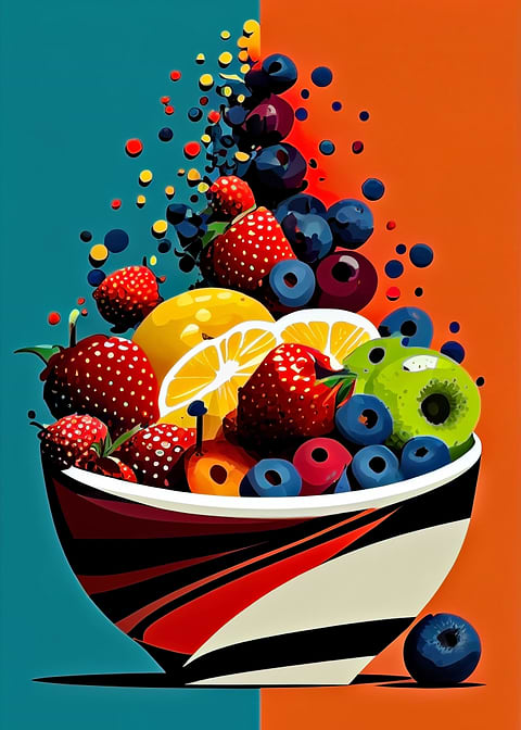Fruit Salad Pop Art — kitchen metal wall art