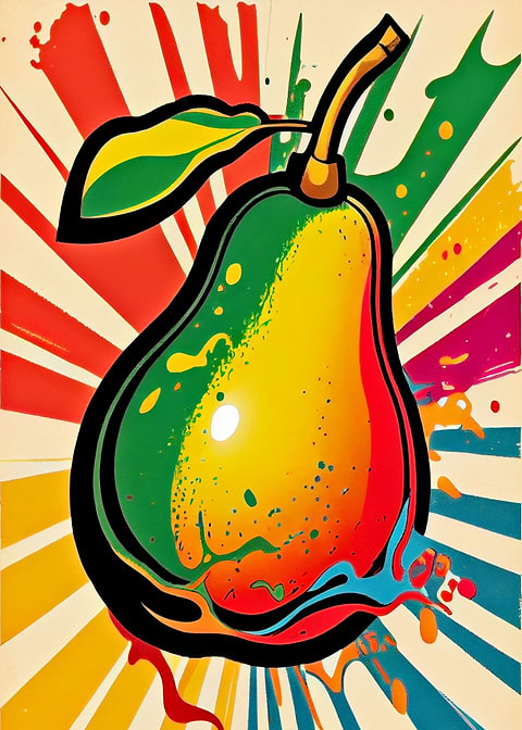 Pop Art Pear Delight — kitchen metal wall art