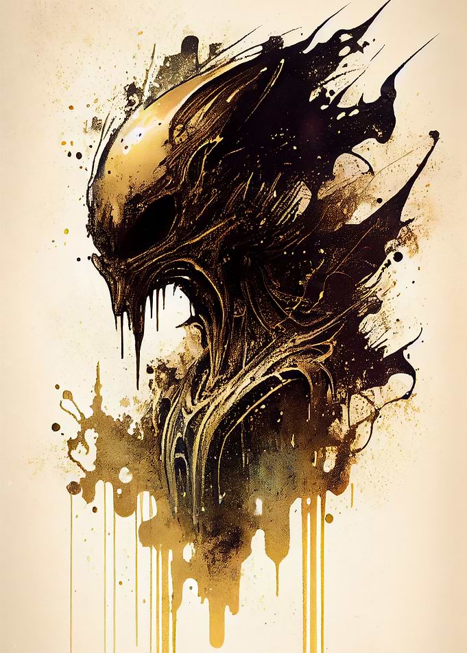 Alien coffee wash painting