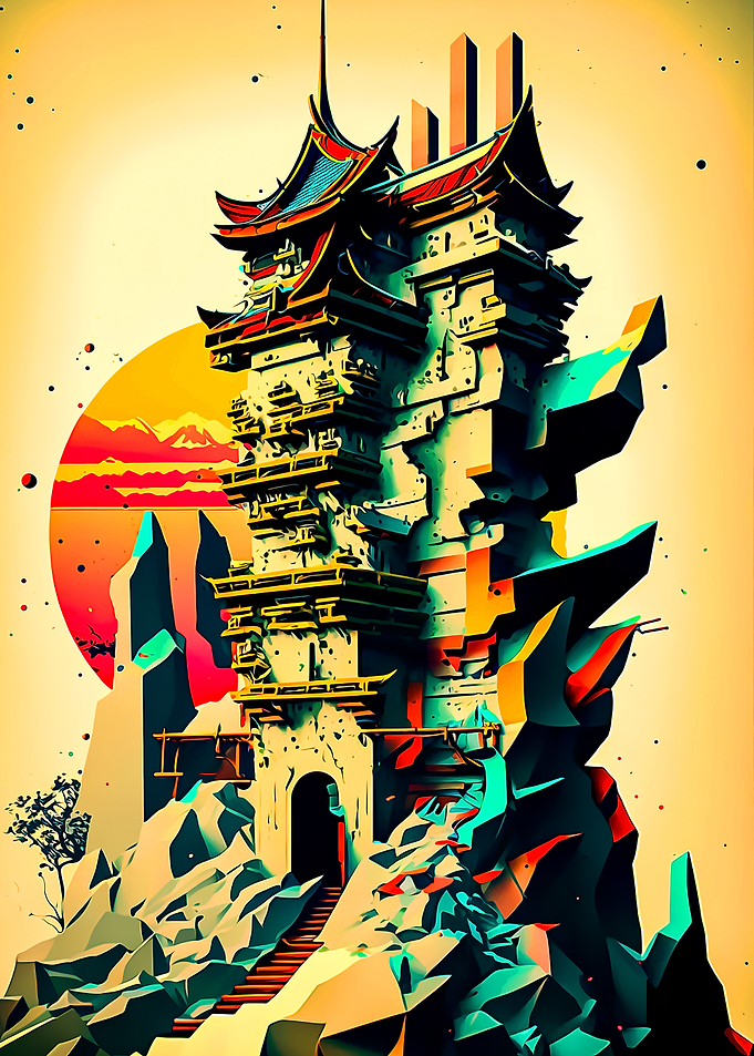 Japan Temple Abstract