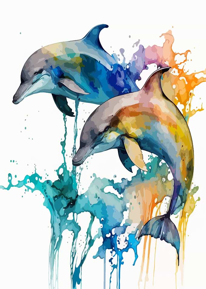 Dolphins Head Watercolor