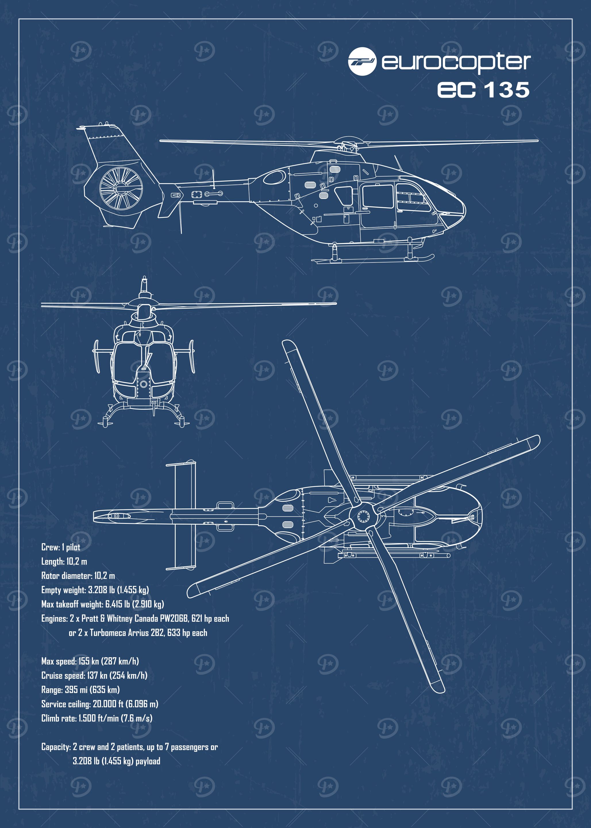 Eurocopter EC135 blueprint