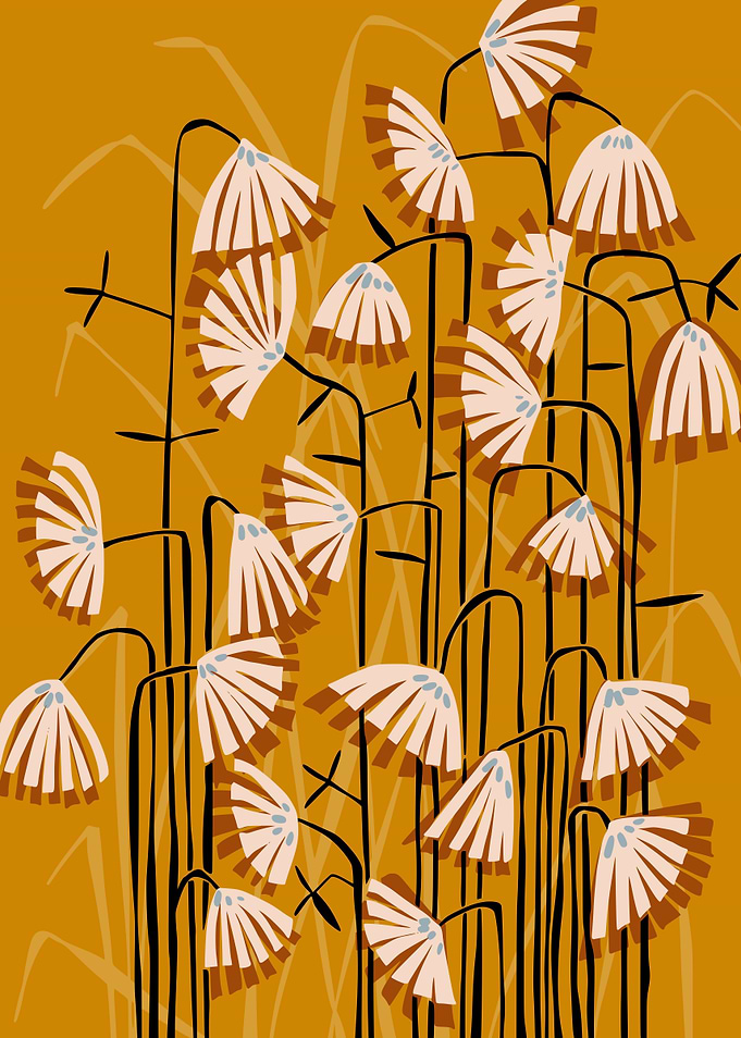 Linocut flower meadow