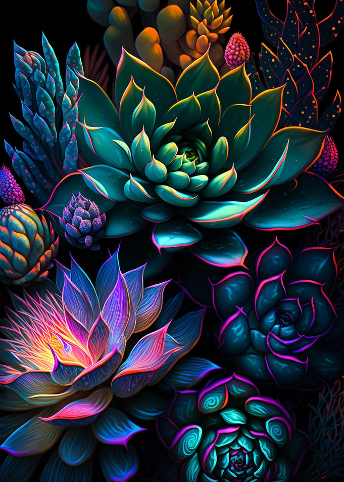 Magic Succulents at Night