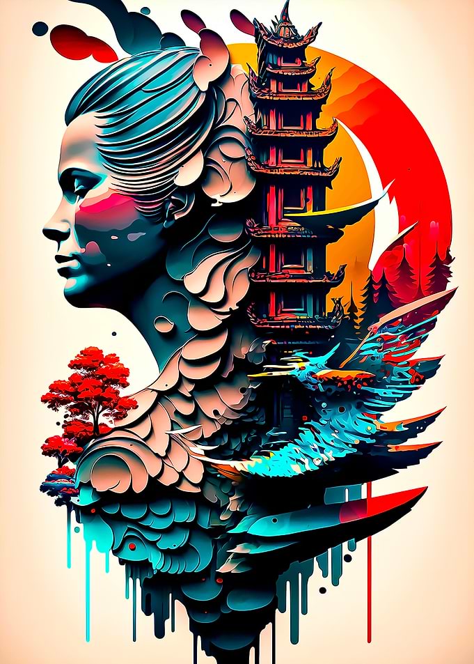 Japan Temple Abstract