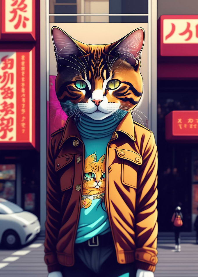 Trendy Anime Cat in Tokyo