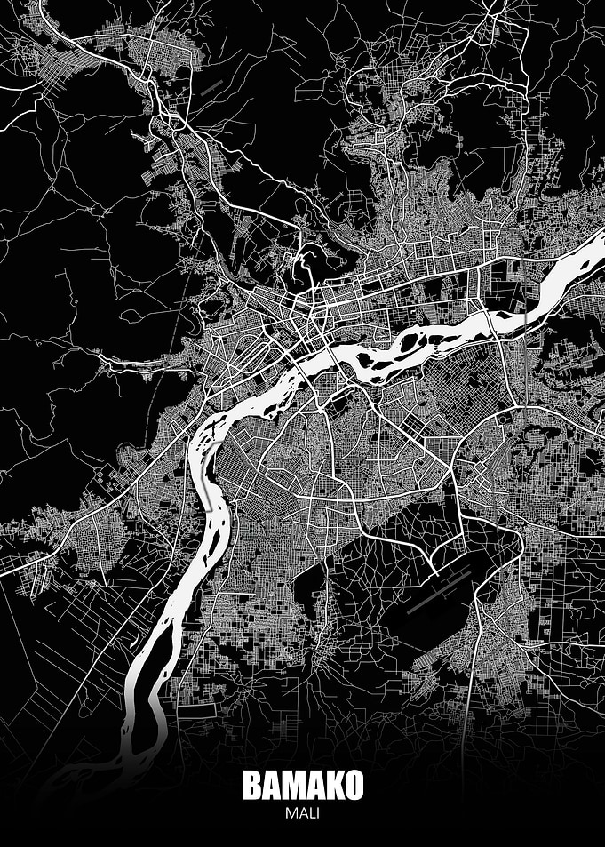 Bamako Mali Dark Map