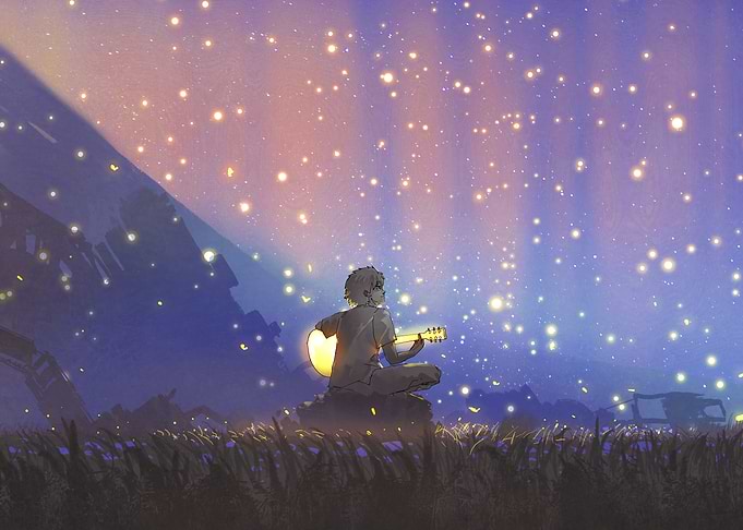 boy plays guitar