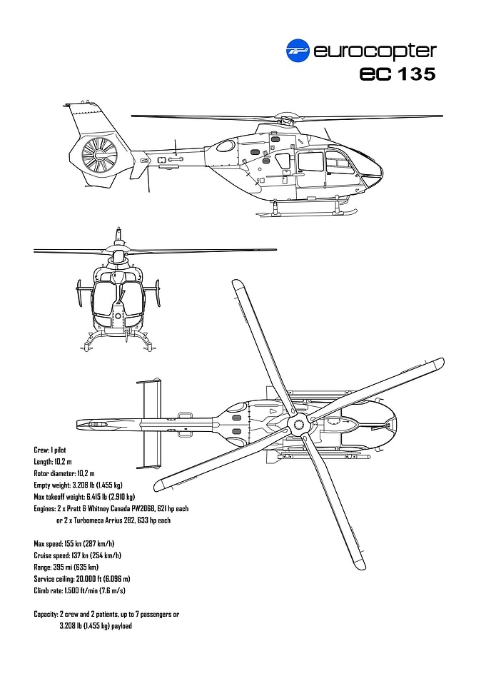Eurocopter EC135 blueprint