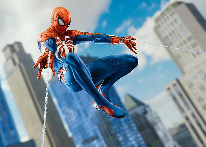 Spider-Man Web-Slinging Through the Urban Sprawl